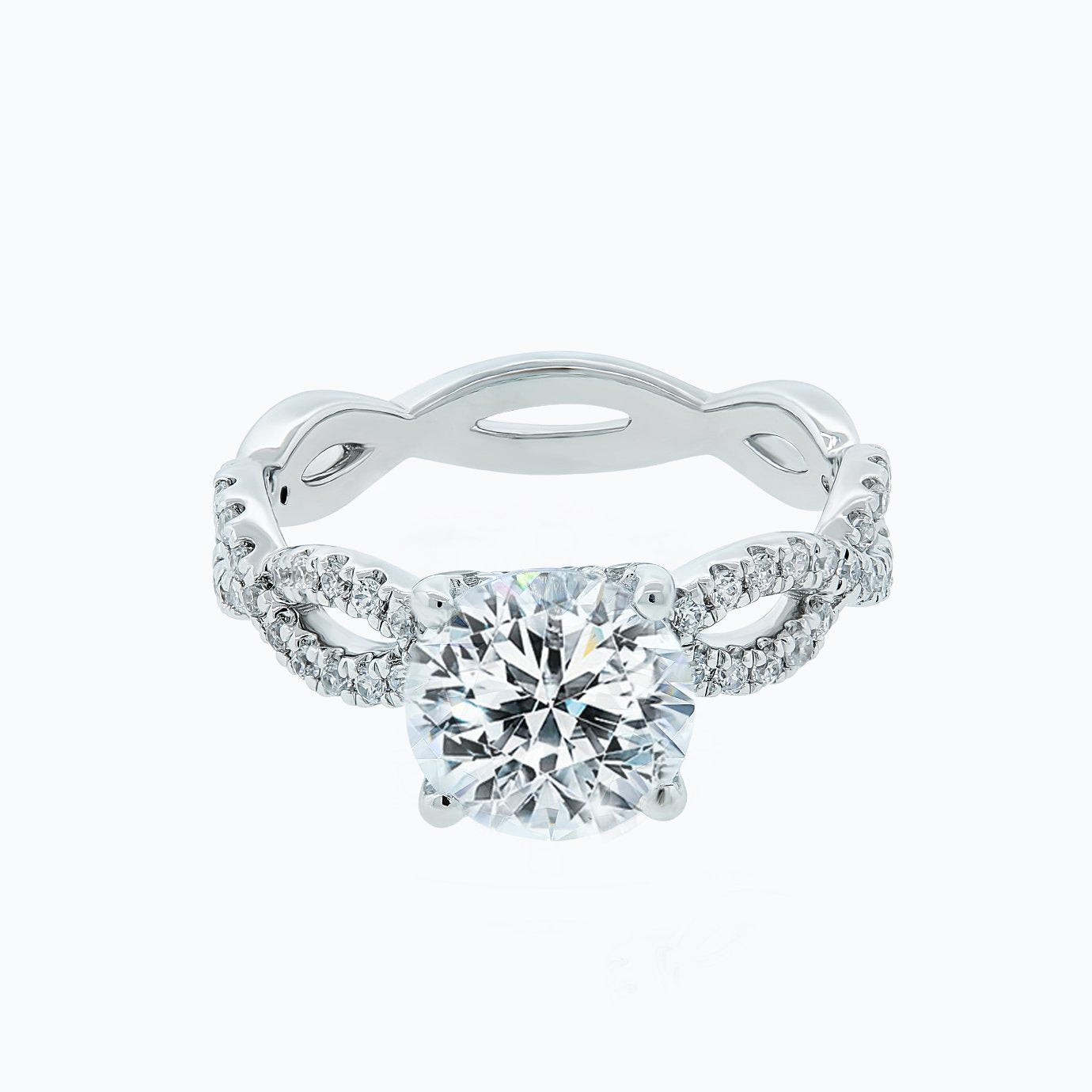 2.0 CT Round Shaped Moissanite Solitaire Twisted Engagement Ring 1
