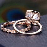 1.0 CT Cushion Cut Halo Moissanite Bridal Ring Set 5