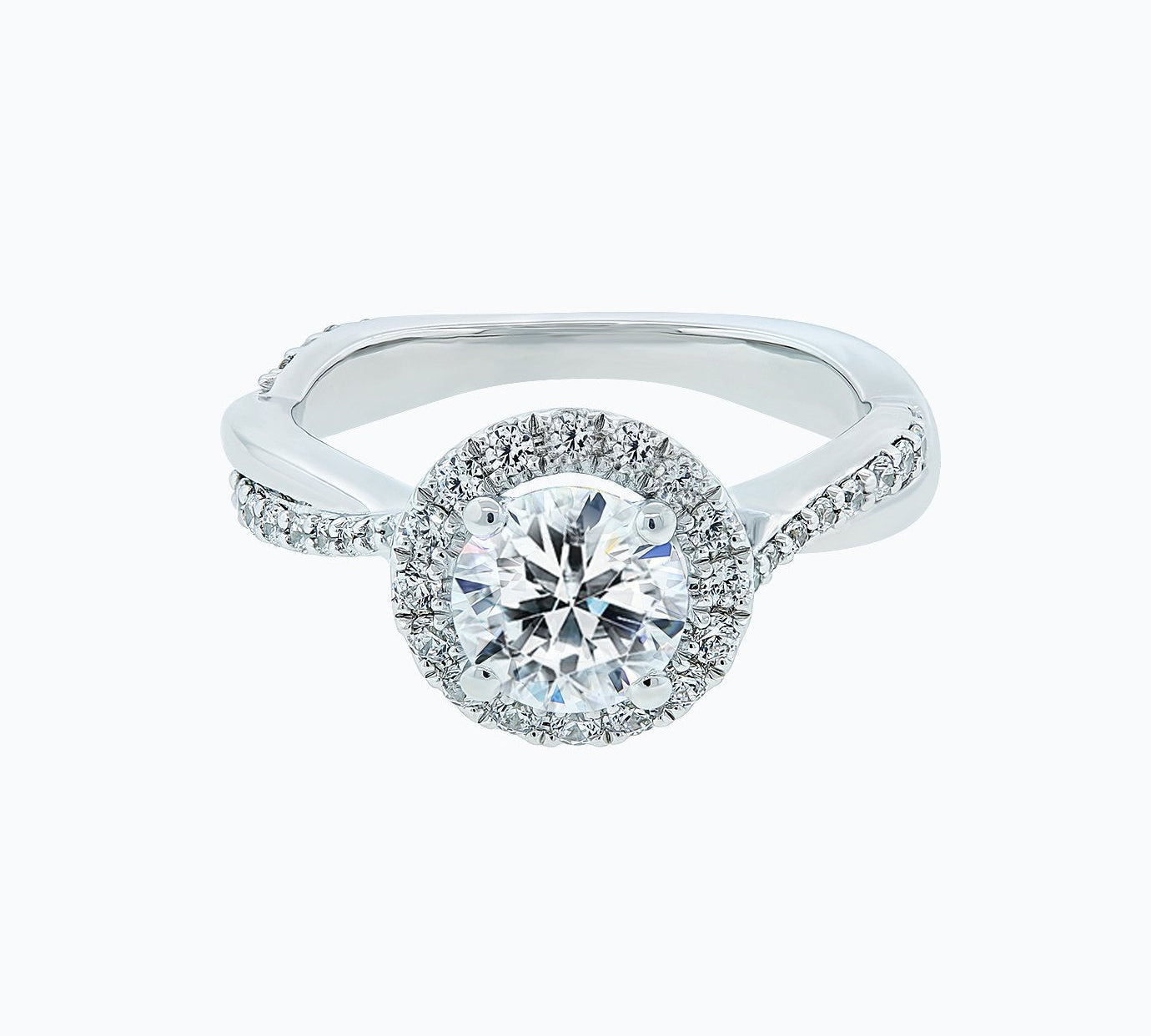 1.0 CT Round Shaped Moissanite Halo Engagement Ring 1