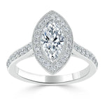 1.0 CT Marquise Cut Halo Moissanite Engagement Ring With Pave Setting 2