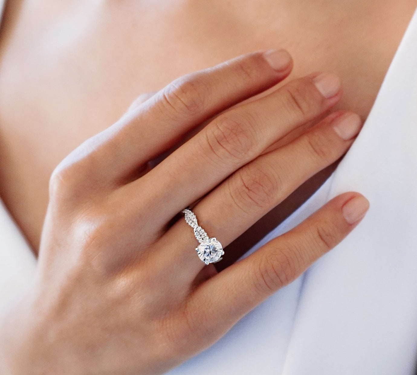 1.50 CT Round Shaped Moissanite Solitaire Twisted Engagement Ring 2