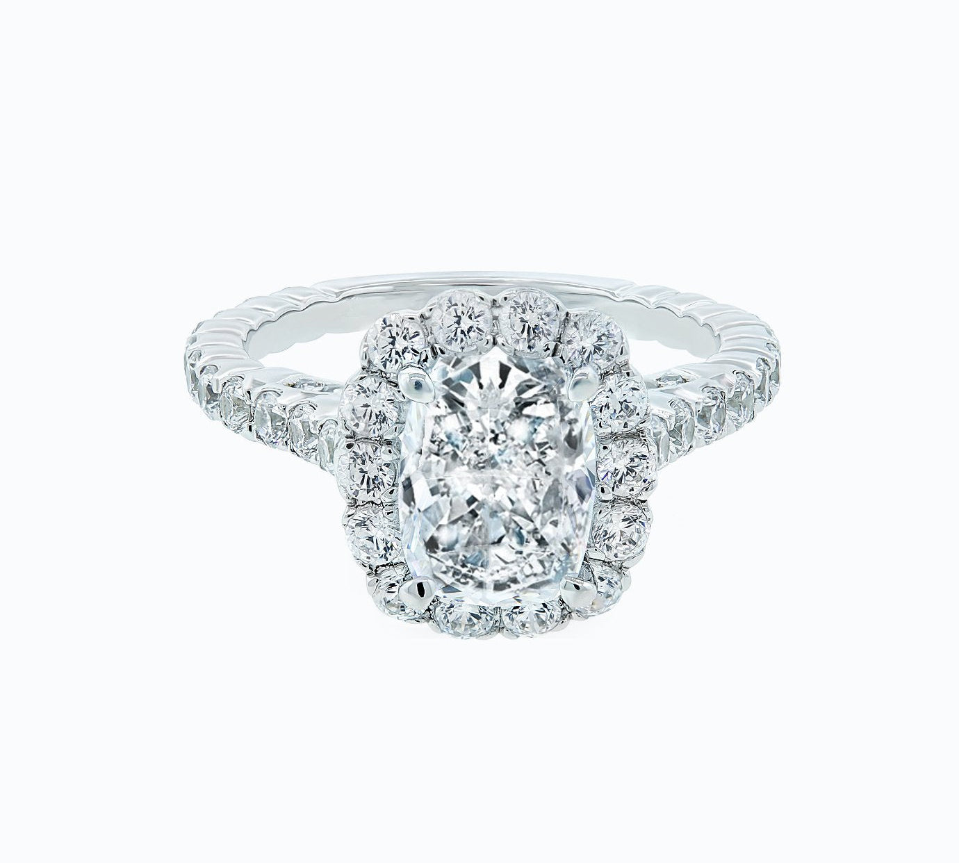 2.0 CT Cushion Shaped Moissanite Halo Engagement Ring 1