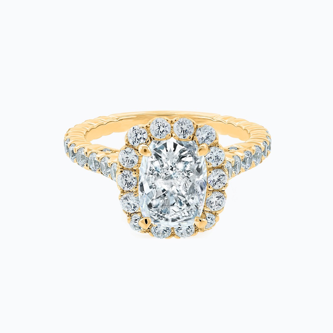 2.0 CT Cushion Halo CVD F/VS2 Diamond Engagement Ring 4