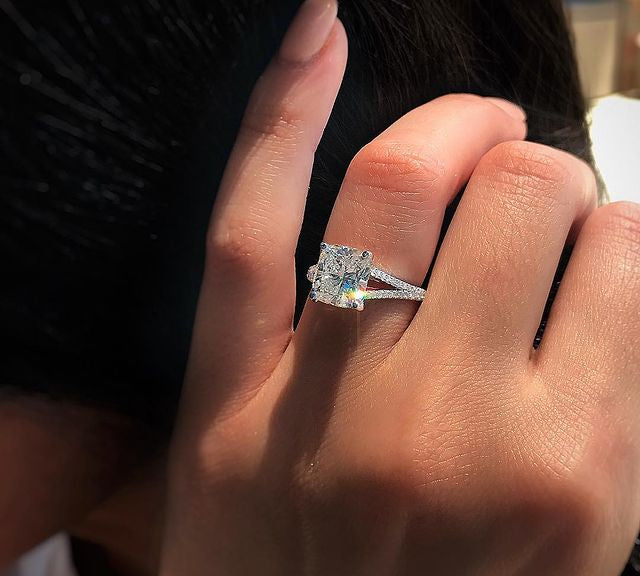 1.20 CT Cushion Solitaire & Split Shank Moissanite Engagement Ring 3