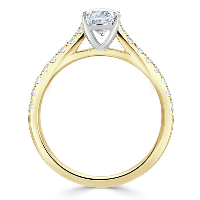 0.94 CT Oval Cut Solitaire Moissanite Engagement Ring With Pave Setting 6