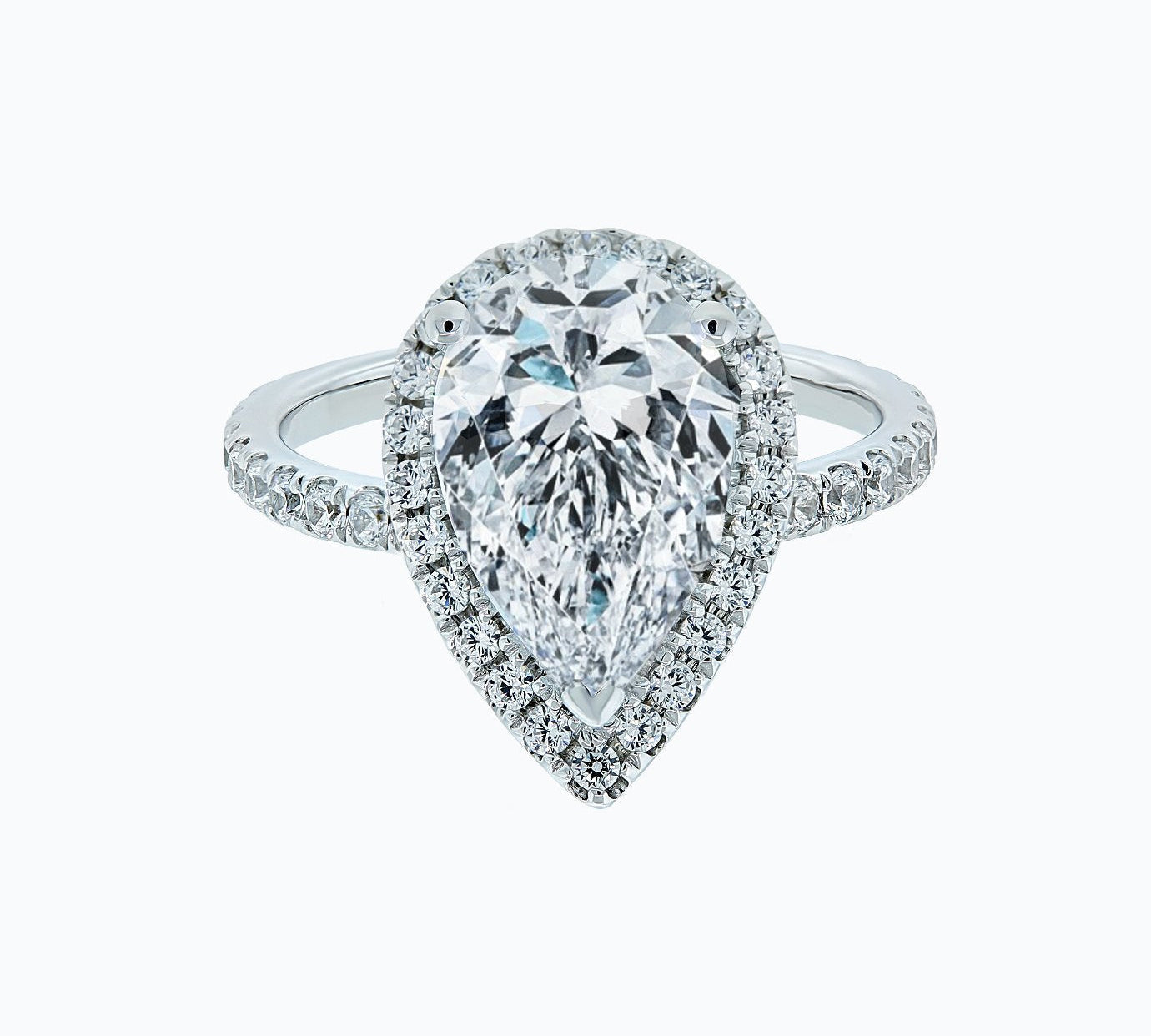 3.0 CT Pear Shaped Moissanite Halo Engagement Ring 1