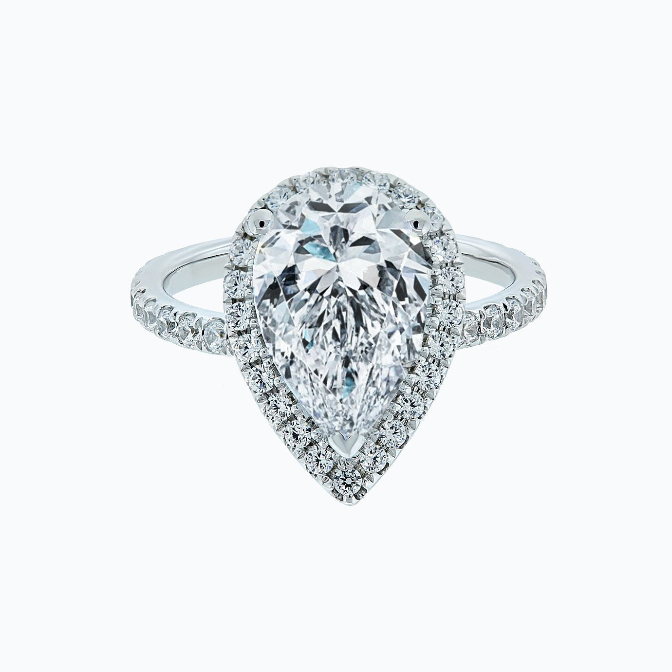 3.0 CT Pear Shaped Moissanite Halo Engagement Ring 1