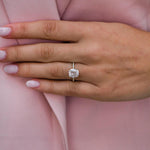 2.80 CT Cushion Solitaire Hidden Halo Moissanite Engagement Ring 4