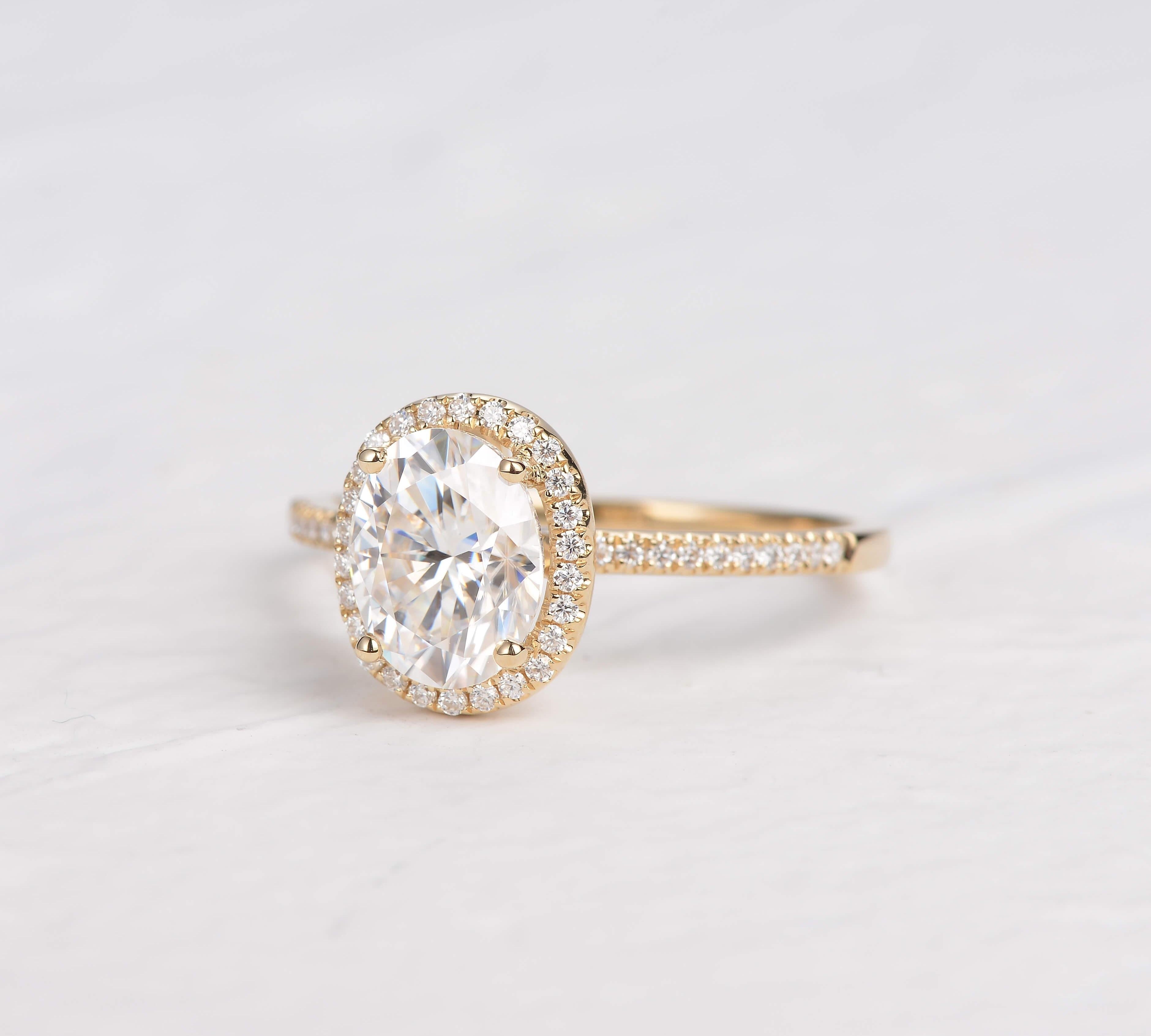 1.91 CT Oval Cut Halo Pave Moissanite Engagement Ring 3