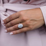 3.85 CT Oval Double Halo Moissanite Engagement Ring 6