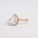 1.25 CT Pear Cut Halo Pave Moissanite Engagement Ring 9