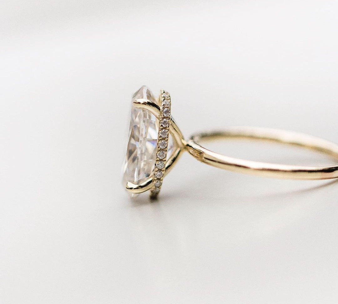 4.40 CT Oval Solitaire Hidden Halo Moissanite Engagement Ring 3