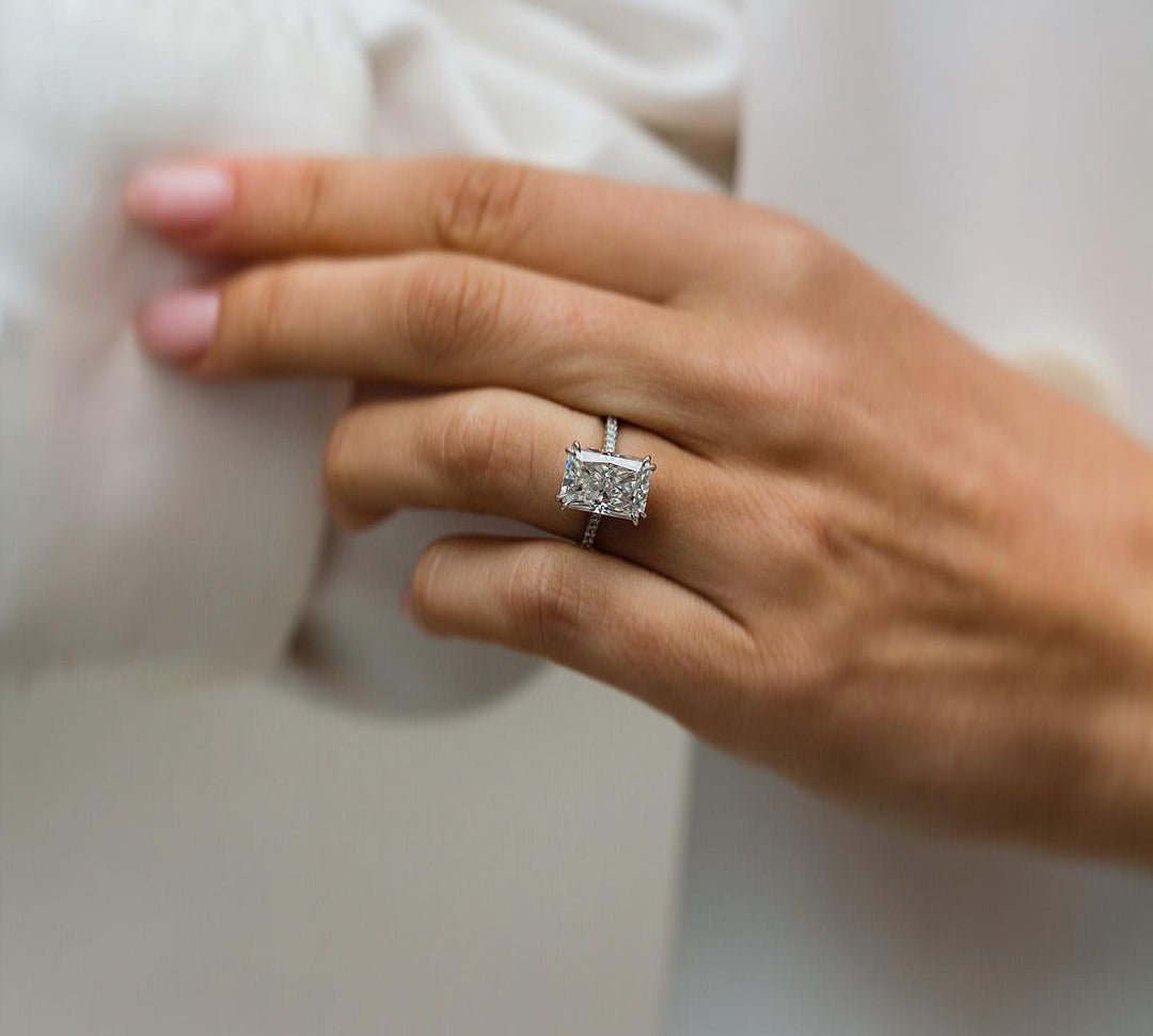 4.10 CT Radiant Solitaire Moissanite Engagement Ring 1