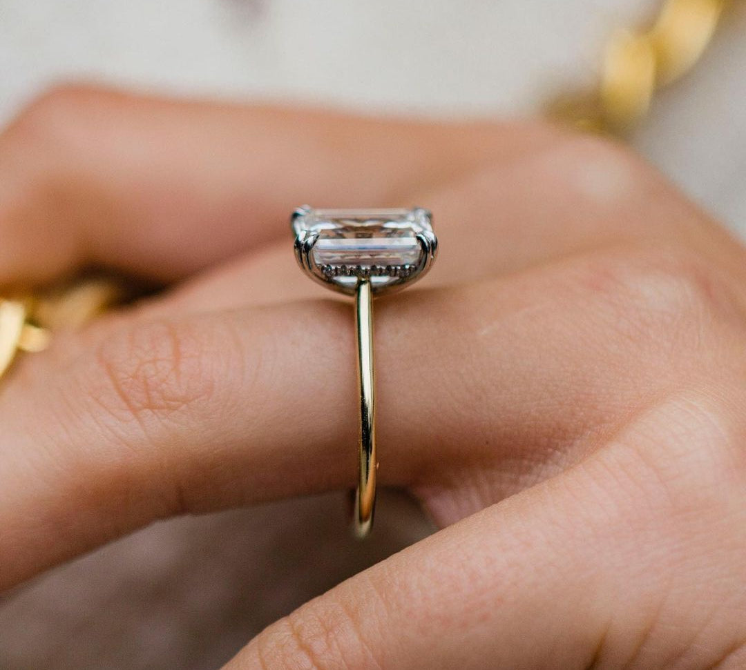 4.60 CT Emerald Cut Solitaire Moissanite Engagement Ring 3