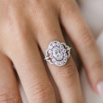 1.85 CT Oval Art Deco Halo Moissanite Engagement Ring 2