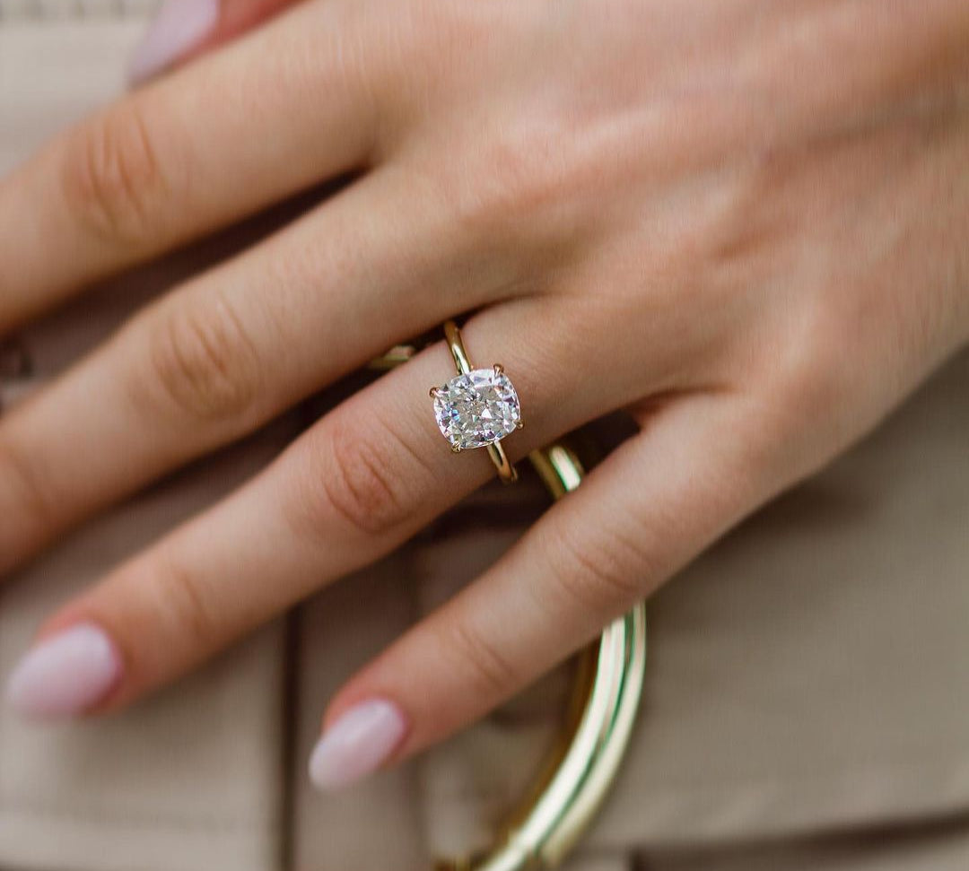 2.80 CT Cushion Solitaire Moissanite Engagement Ring 3