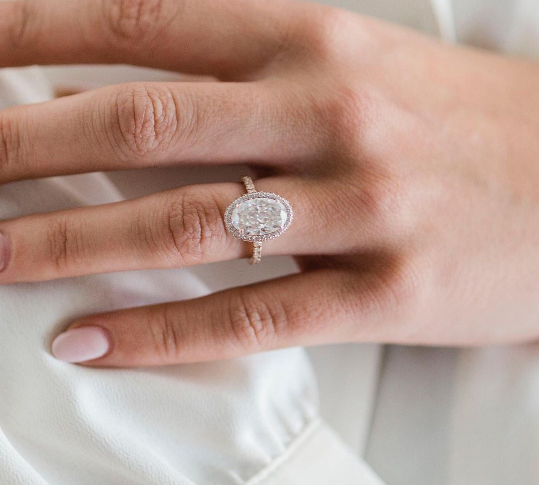 4.0 CT Oval Double Halo Moissanite Engagement Ring 2