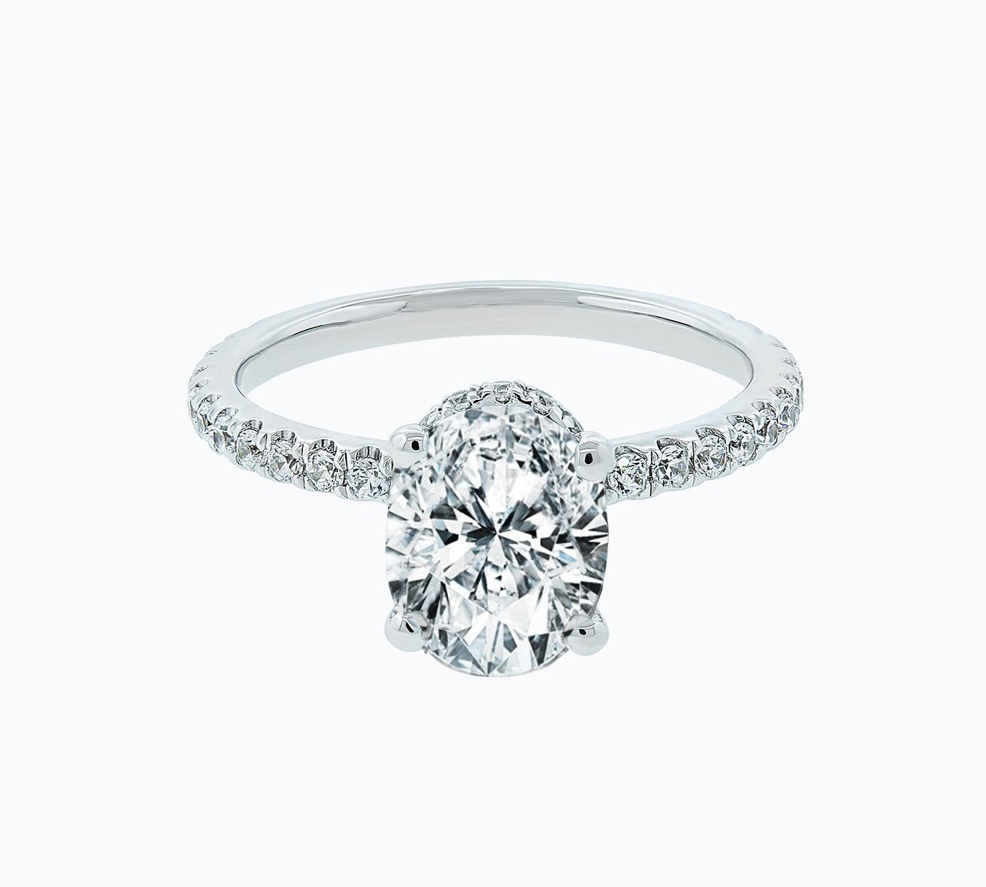 2.50 CT Oval Shaped Moissanite Hidden Halo Engagement Ring 1