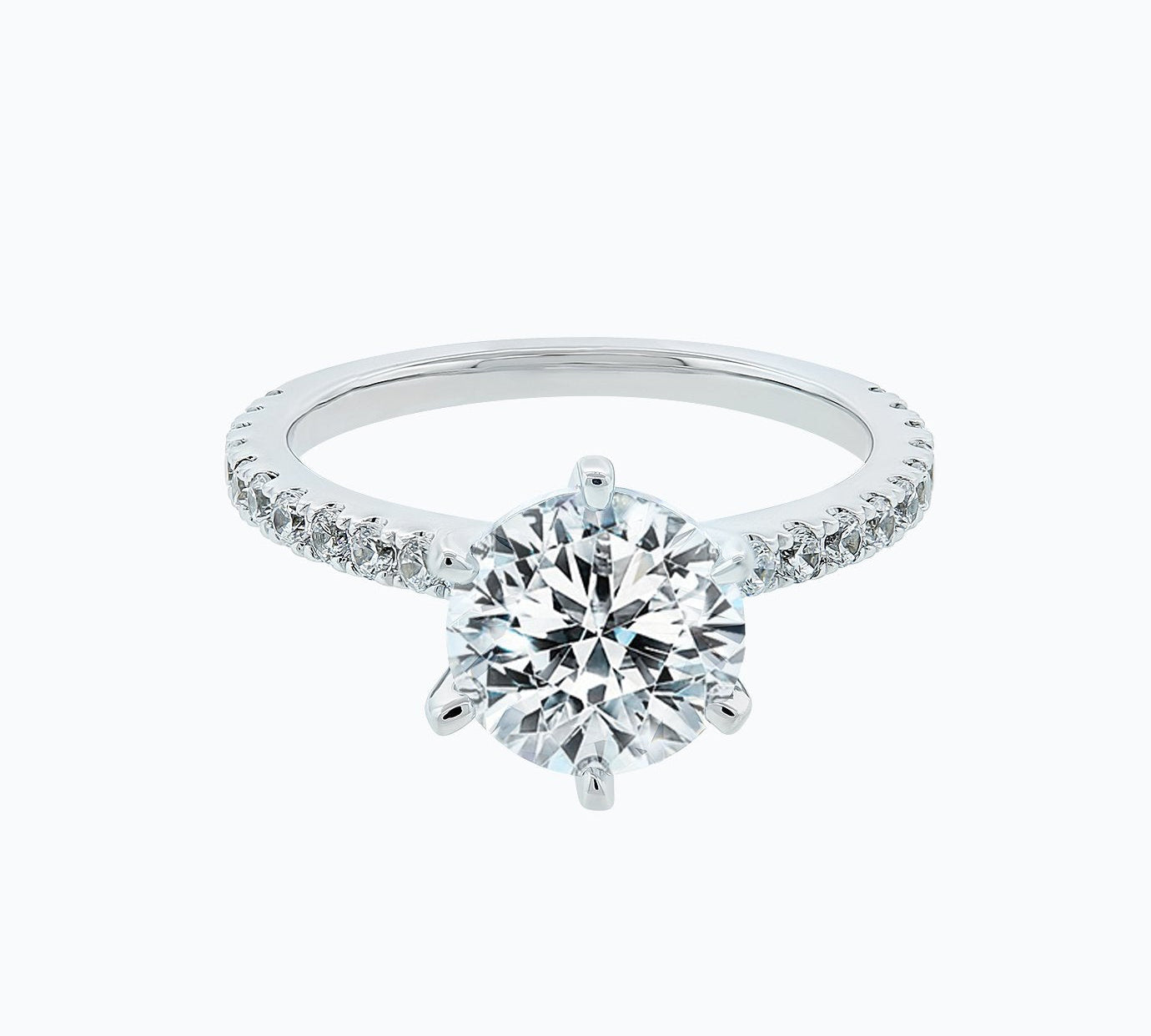 2.0 CT Round Shaped Moissanite Solitaire Pave Setting Engagement Ring 1
