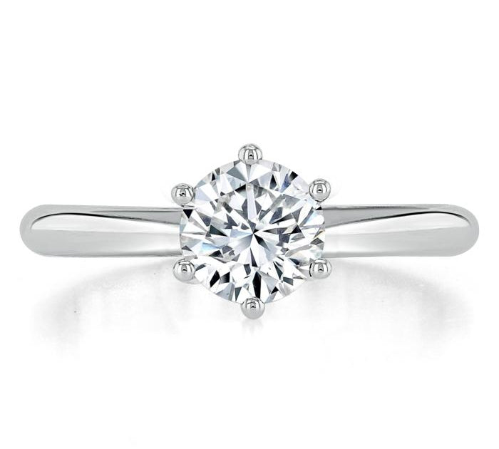 0.75 CT Round Cut Solitaire Moissanite Engagement Ring 1