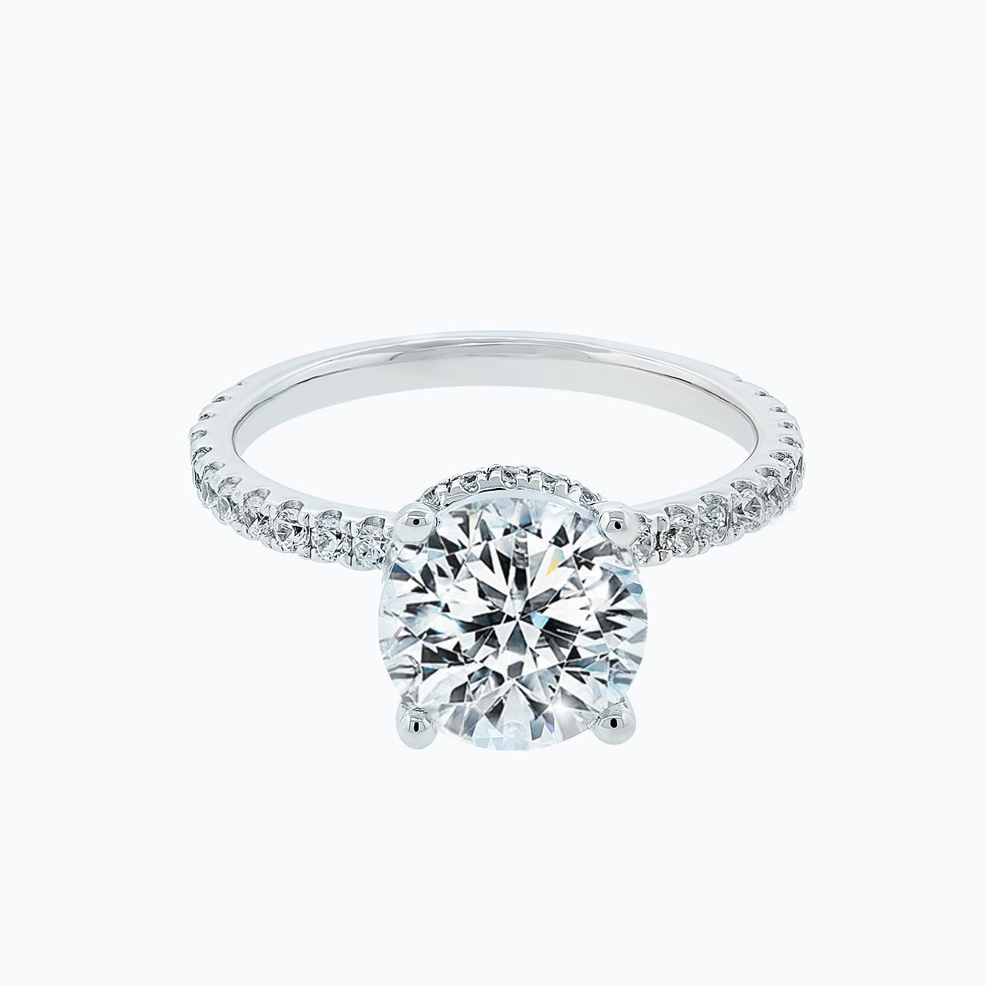 2.0 CT Round Shaped Moissanite Hidden Halo Engagement Ring 1