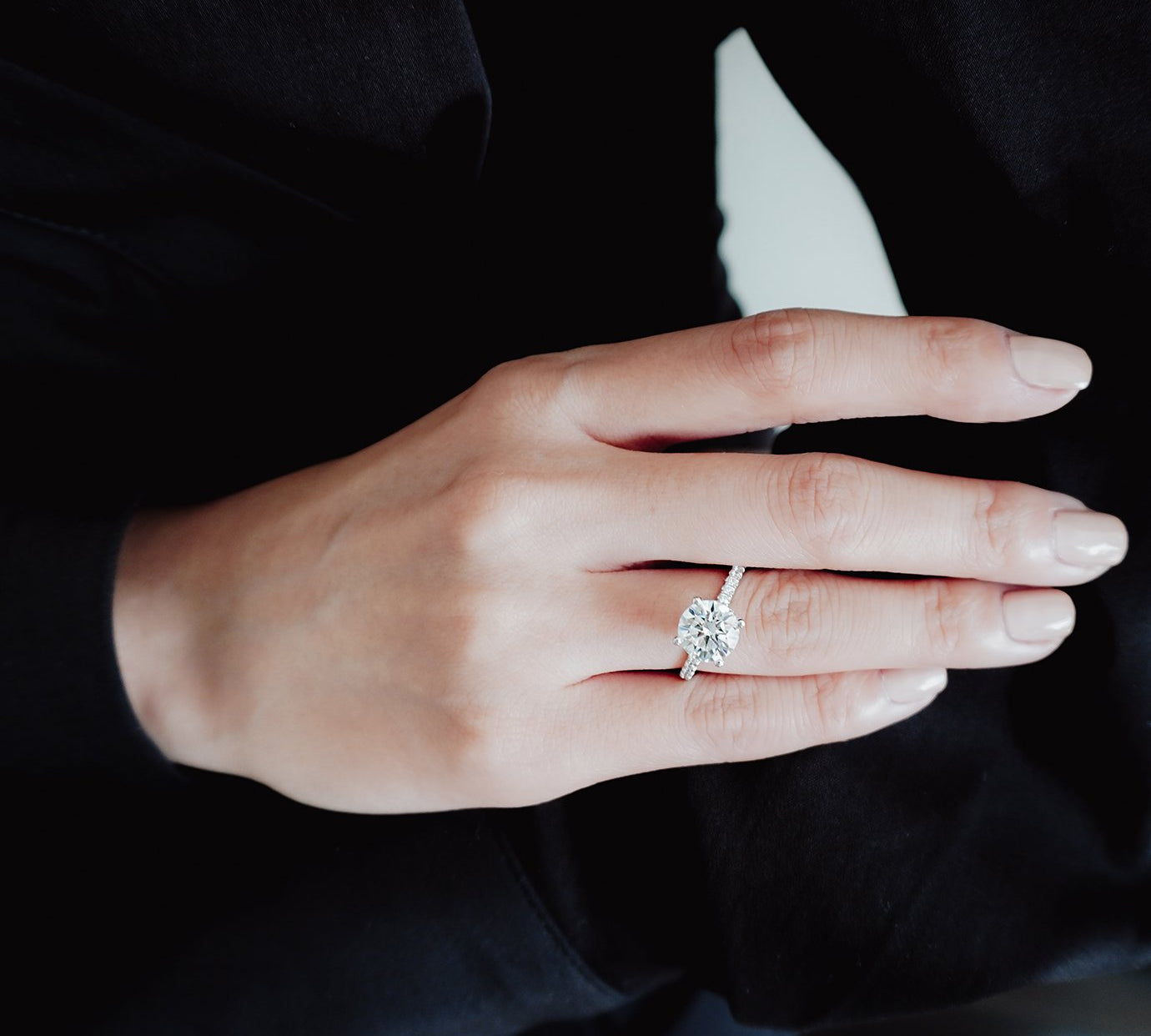 2.0 CT Round Shaped Moissanite Hidden Halo Engagement Ring 2