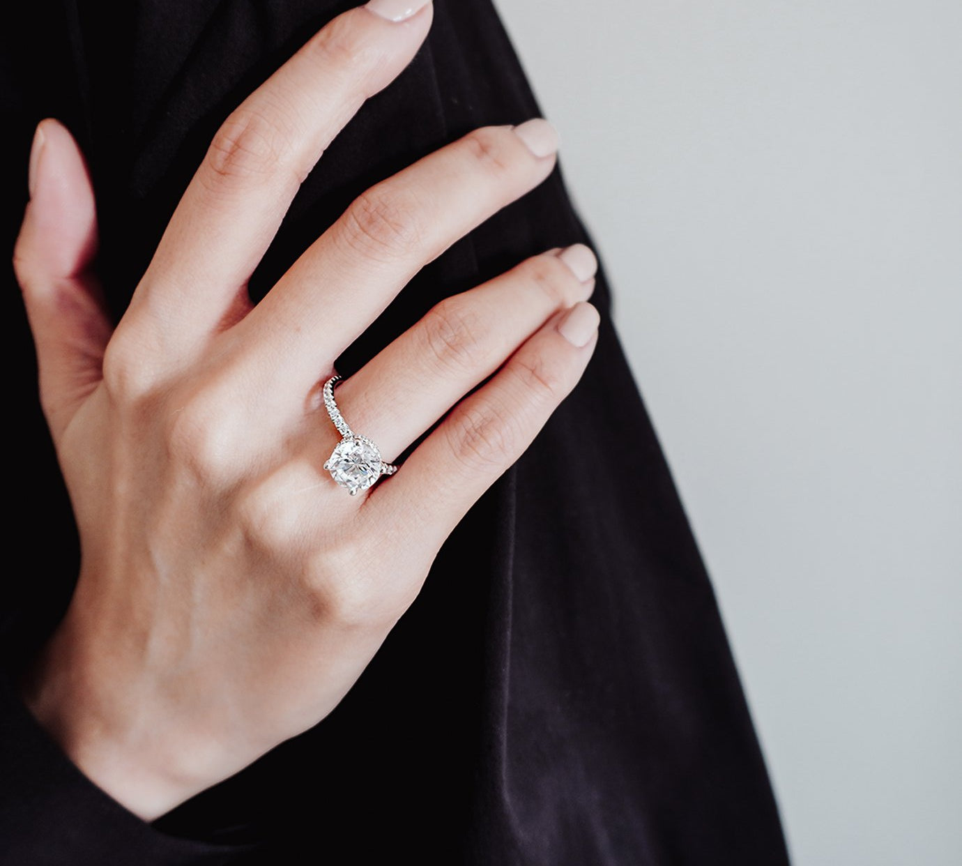 2.0 CT Round Shaped Moissanite Hidden Halo Engagement Ring 3