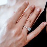 2.0 CT Cushion Shaped Moissanite Hidden Halo Engagement Ring 2