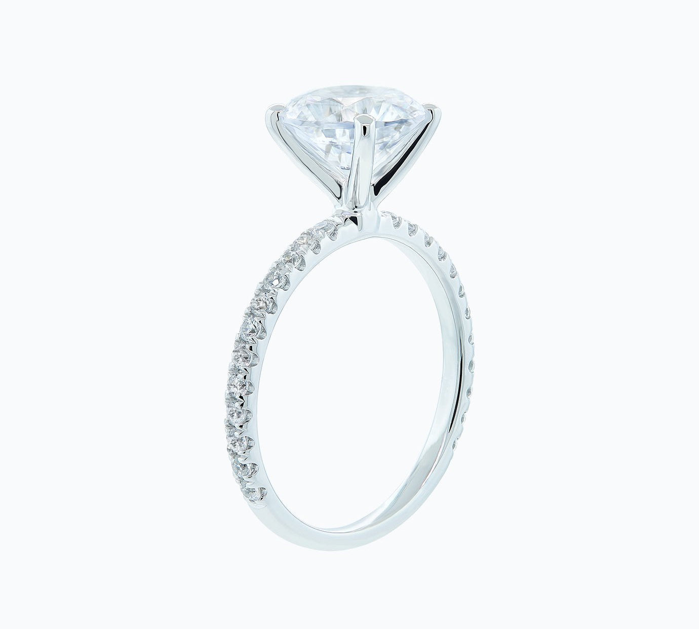 2.0 CT Round Shaped Moissanite Solitaire Pave Setting Engagement Ring 3