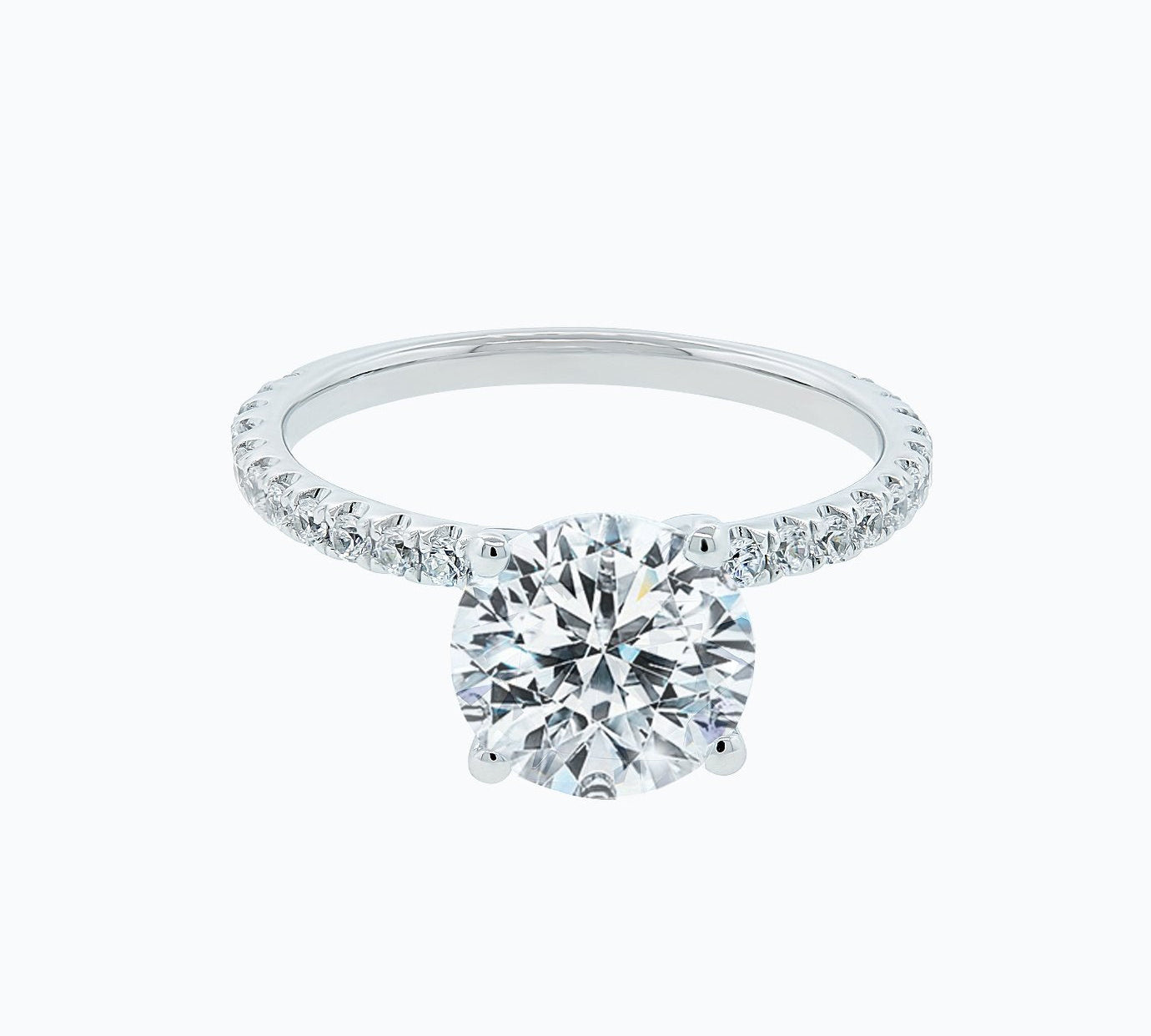 2.0 CT Round Shaped Moissanite Solitaire Pave Setting Engagement Ring 1