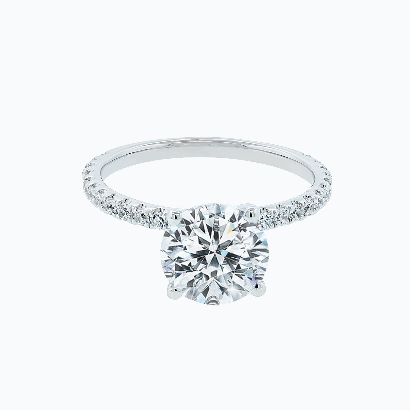 2.0 CT Round Shaped Moissanite Solitaire Pave Setting Engagement Ring 1