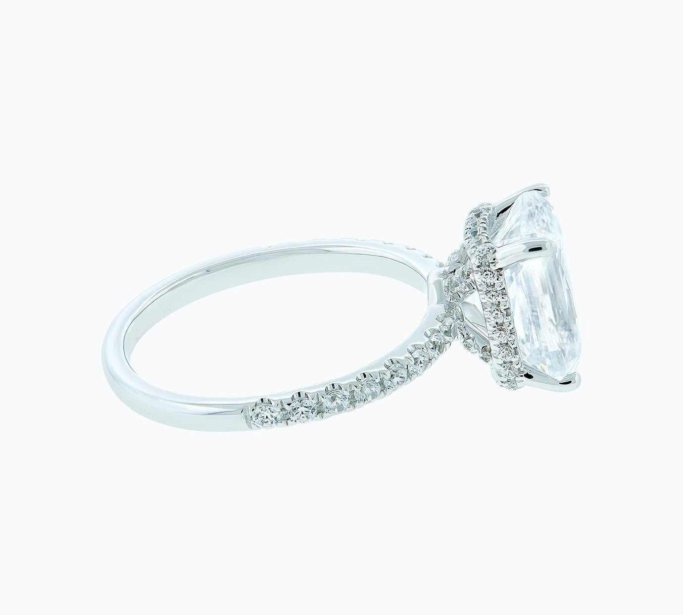 3.0 CT Radiant Shaped Moissanite Solitaire Pave Setting Engagement Ring 3