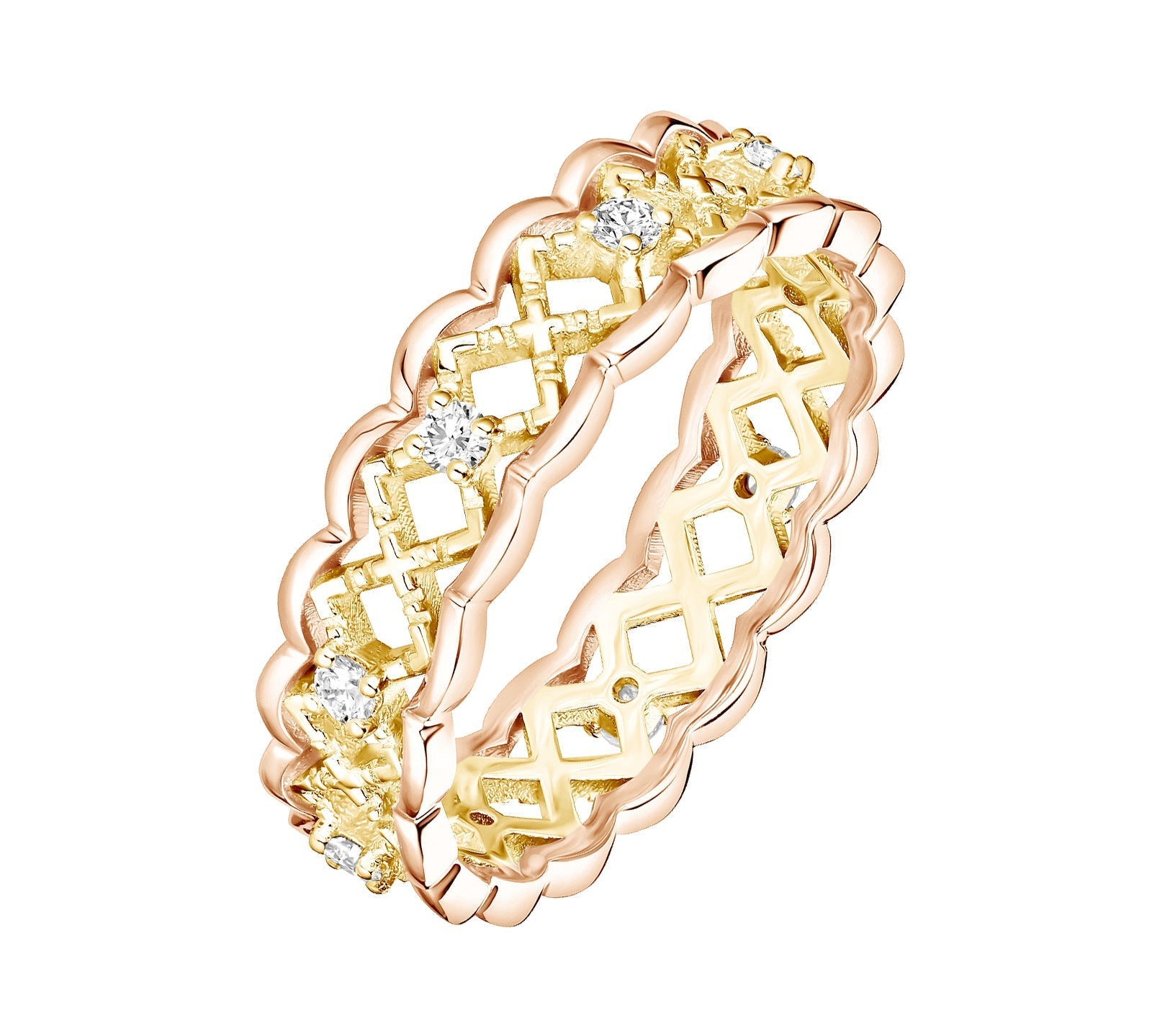 0.23 CT Round Shaped Moissanite Art Deco Wedding Band 1