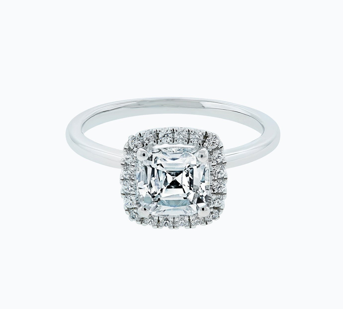 1.50 CT Cushion Shaped Moissanite Halo Engagement Ring 1