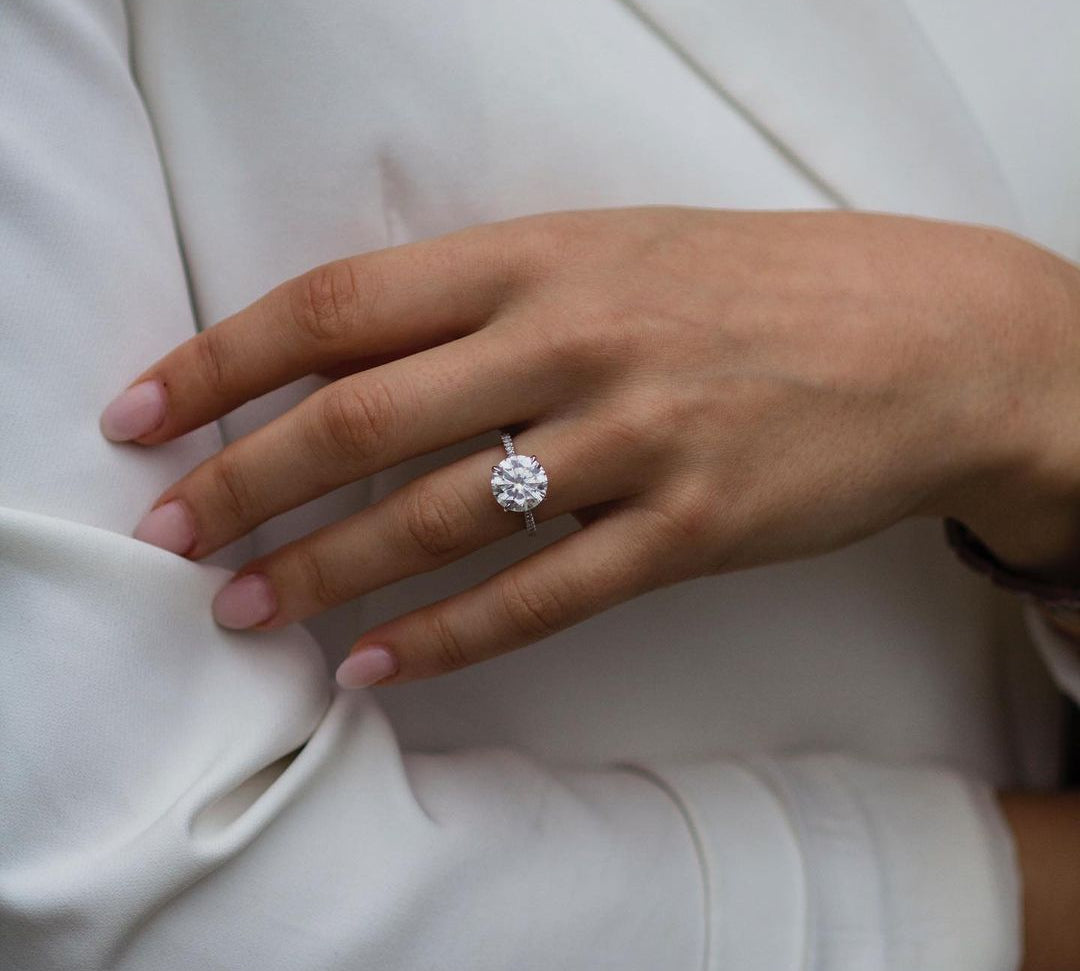 3.10 CT Round Solitaire Pave Moissanite Engagement Ring 2