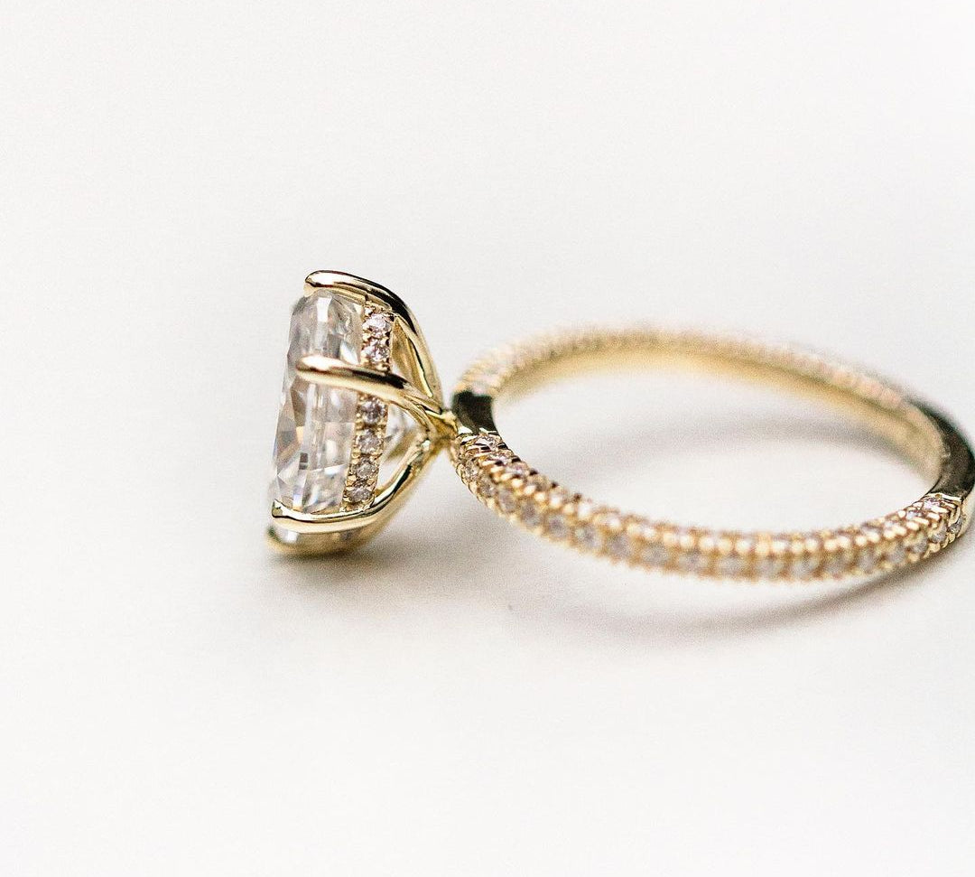 2.50 CT Oval Solitaire Hidden Halo Moissanite Engagement Ring 2