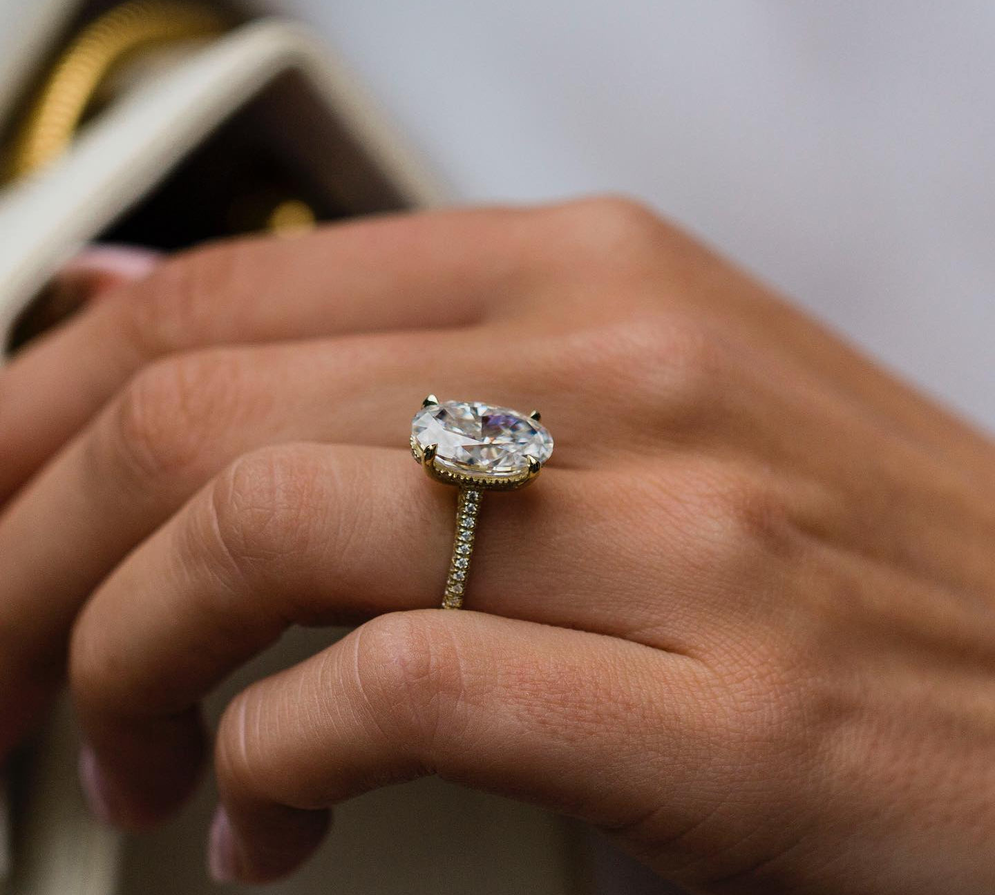 5.0 CT Oval Solitaire Hidden Halo Moissanite Engagement Ring 3