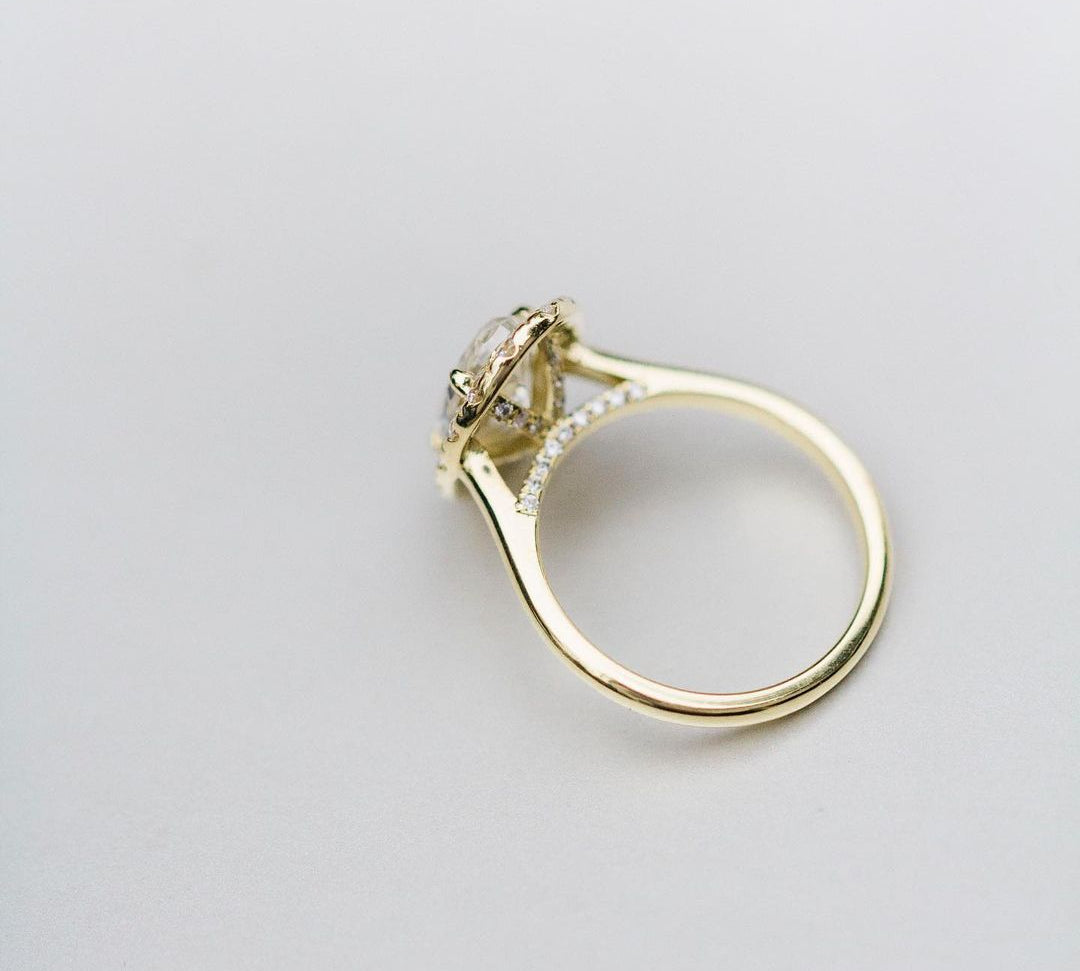 3.80 CT Oval Cut Halo Style Moissanite Engagement Ring 2