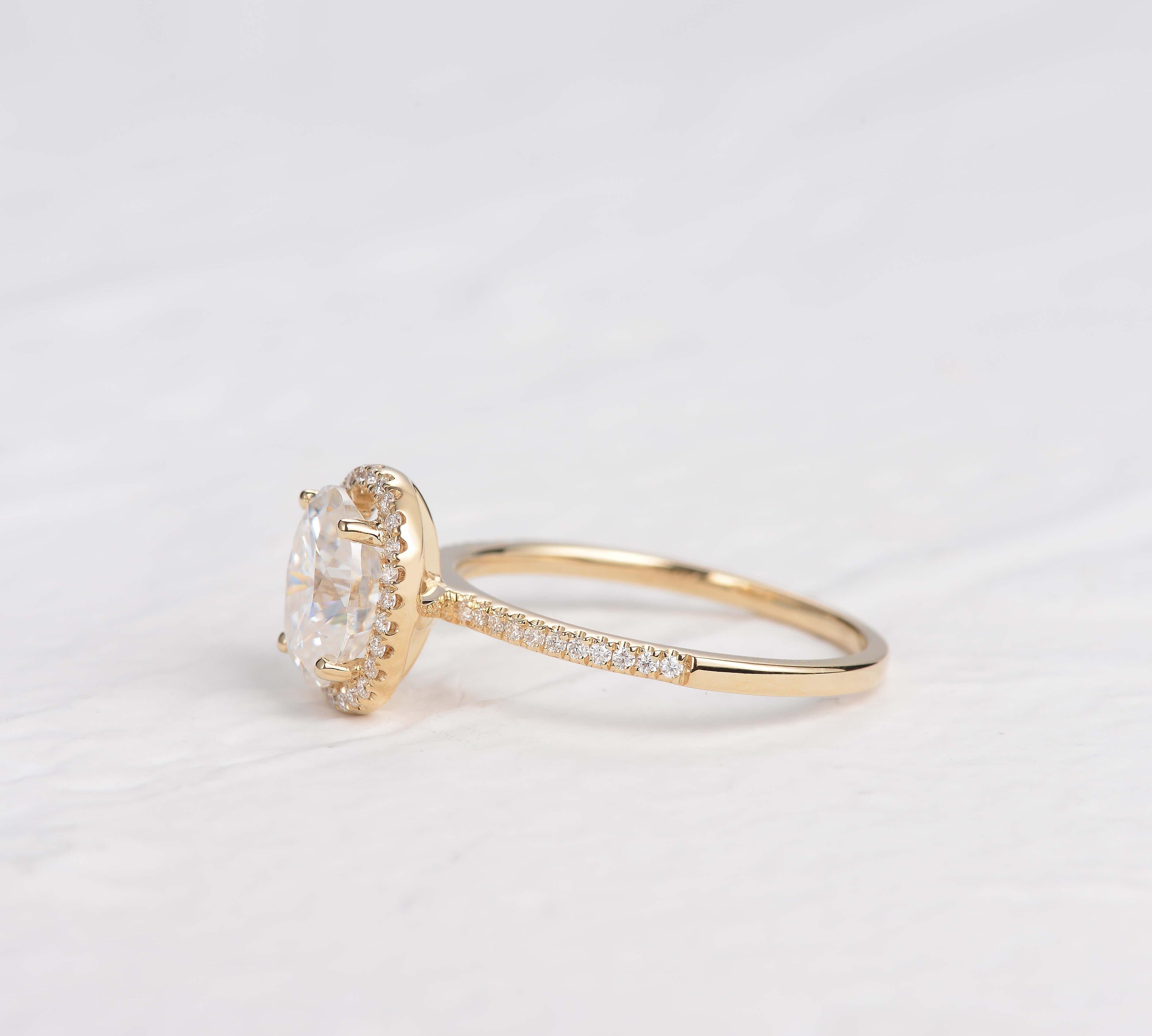 1.91 CT Oval Cut Halo Pave Moissanite Engagement Ring 2