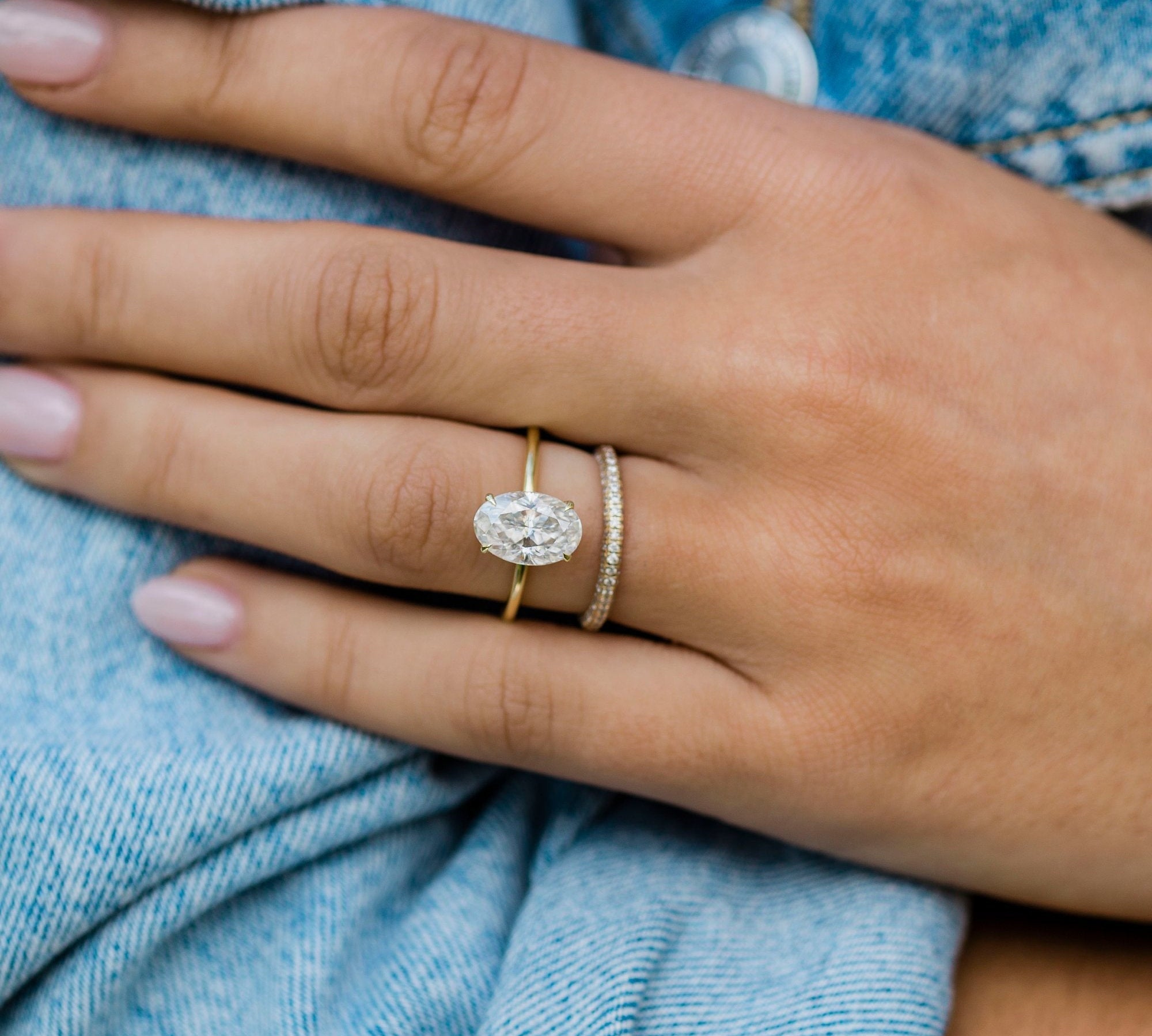 2.70 CT Oval Solitaire Hidden Halo Moissanite Engagement Ring 3