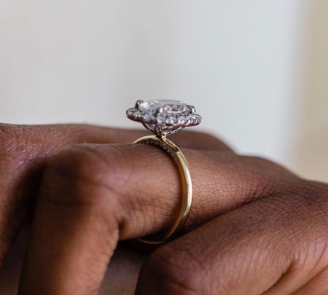 3.85 CT Oval Halo Moissanite Engagement Ring 2