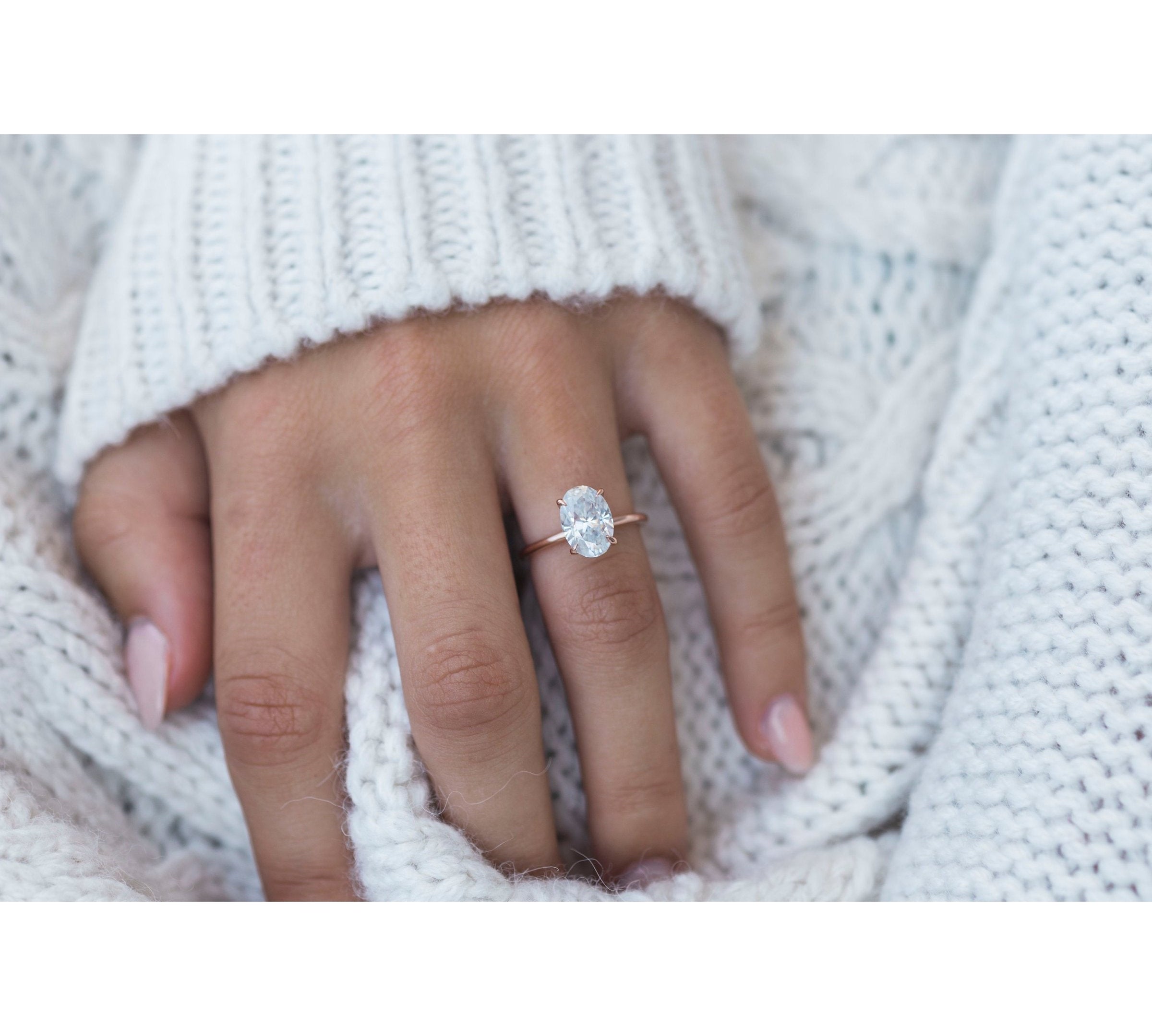 2.70 CT Oval Solitaire Moissanite Engagement Ring 2