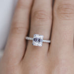 2.30 CT Asscher Solitaire Hidden Halo & Pave Moissanite Engagement Ring 6