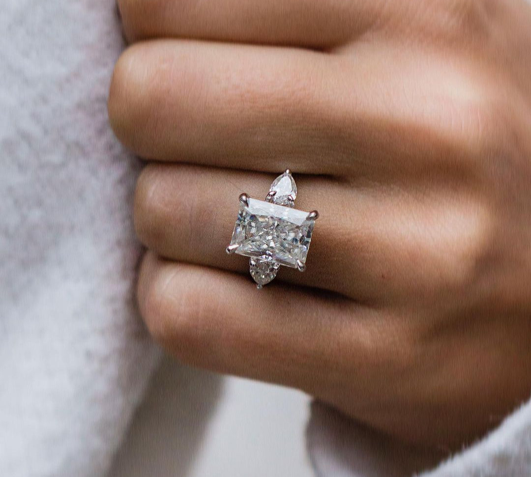 5.0 CT Radiant Three Stone Moissanite Engagement Ring 1
