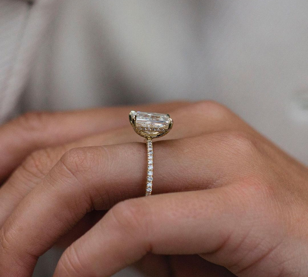 3.55 CT Radiant Hidden Halo  Moissanite Engagement Ring 2