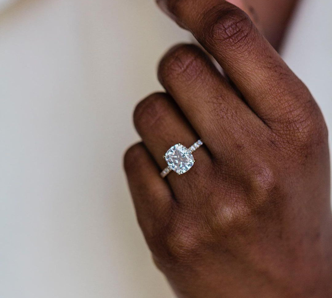 2.80 CT Cushion Hidden Halo Moissanite Engagement Ring 2