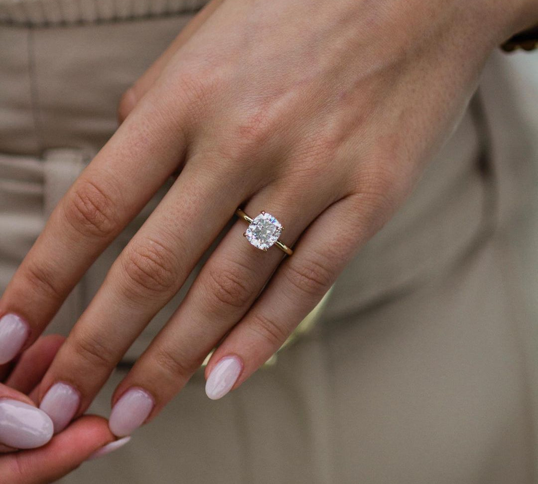 2.80 CT Cushion Solitaire Moissanite Engagement Ring 2