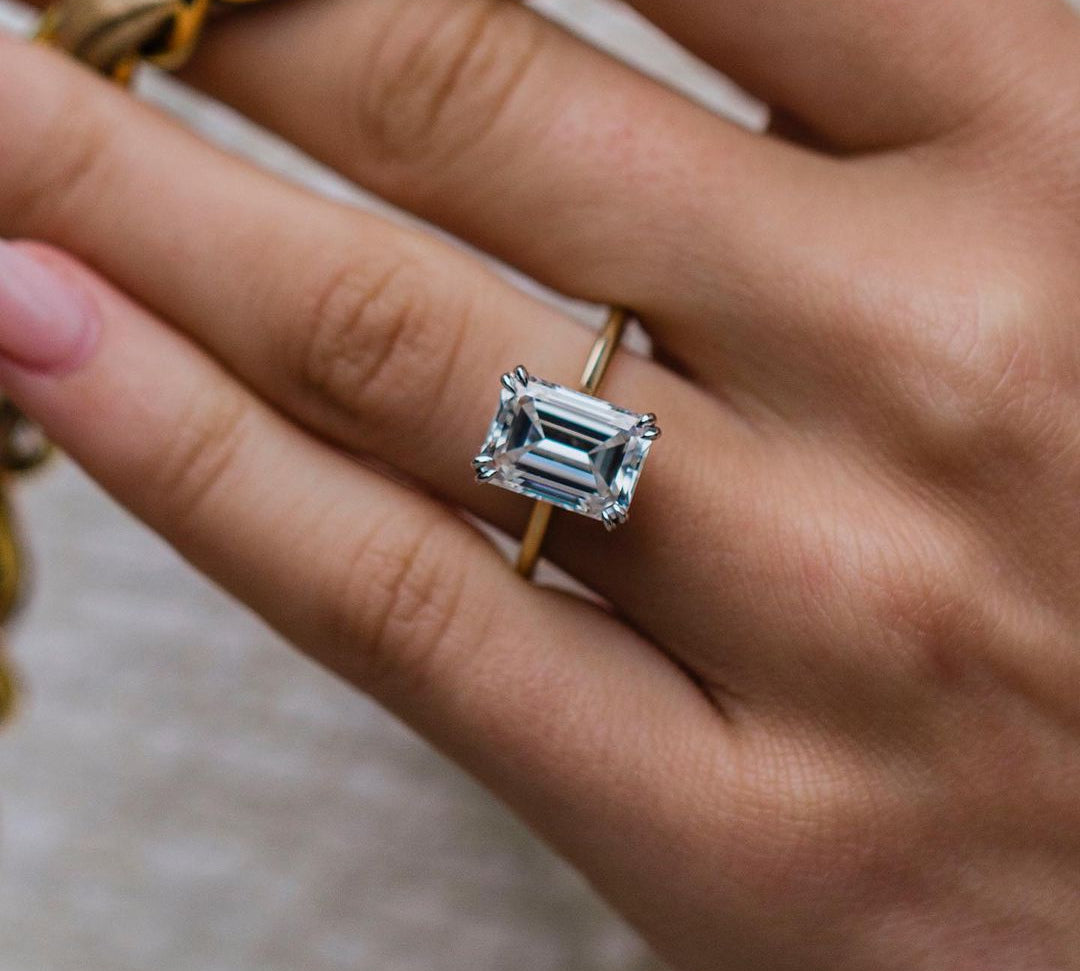 4.60 CT Emerald Cut Solitaire Moissanite Engagement Ring 1