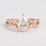 1.52 CT Pear Cut Twisted Moissanite Engagement Ring 5