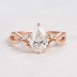 1.52 CT Pear Cut Twisted Moissanite Engagement Ring 5
